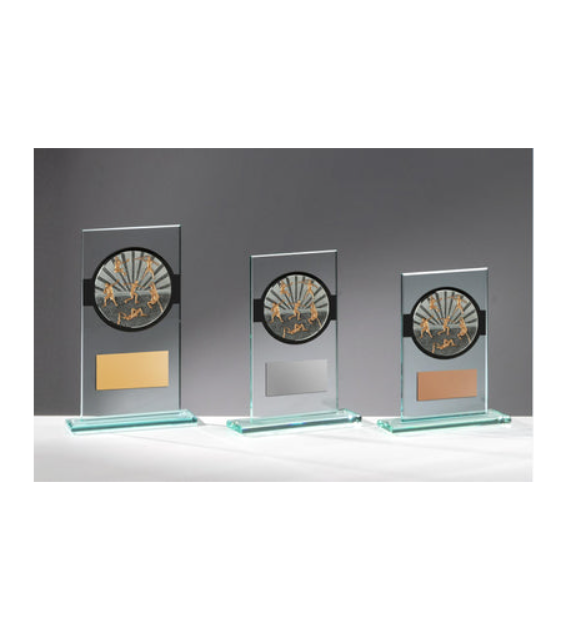 Glas Pokal Leichtathletik FG055 - Transparent Schwarz / 19 cm