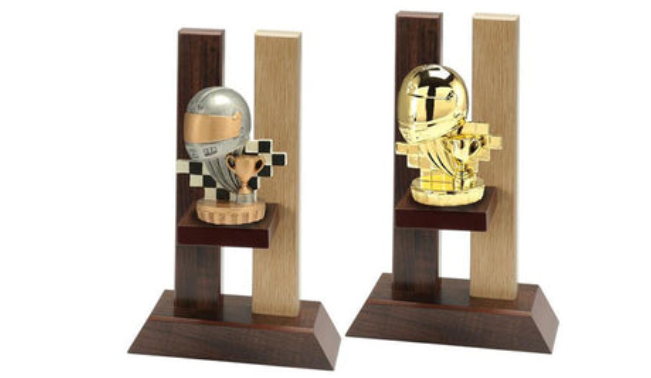 Holz Trophäe Helm FX026/P026 - Auswahl Grau / 23 cm