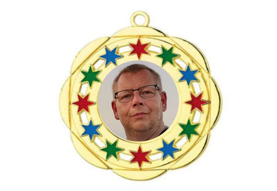 Karnevals Medaille D45A Ø 50mm - Gold / Farbig / 50 mm