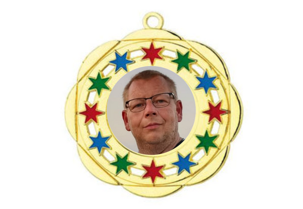 Karnevals Medaille D45A Ø 50mm - Gold / Farbig / 50 mm