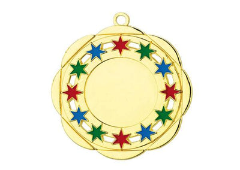 Karnevals Medaille D45A Ø 50mm - Gold / Farbig / 50 mm