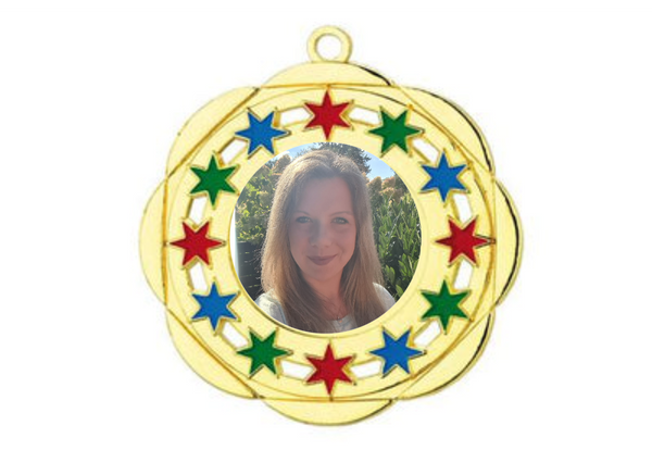 Karnevals Medaille D45A Ø 50mm - Gold / Farbig / 50 mm