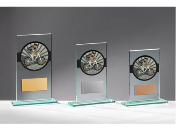 Glas Pokal Mountainbike FG062 - Transparent Schwarz / 15 cm