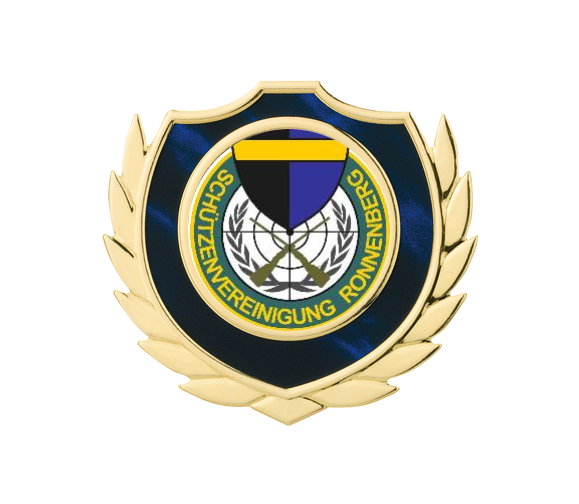 Holztafel Wappen H7 Schild & Emblem - Blau / Braun / Gold / 150x185 mm