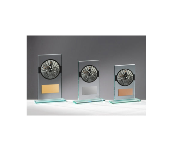 Glas Pokal Reiten FG068 - Transparent Schwarz / 15 cm