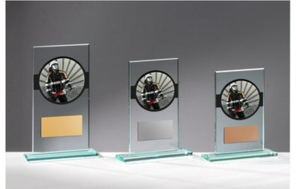 Glas Pokal Feuerwehr FG039 - 19 cm / Transparent Schwarz