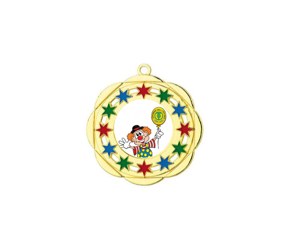 Karnevals Medaille D45A Ø 50mm - Gold / Farbig / 50 mm