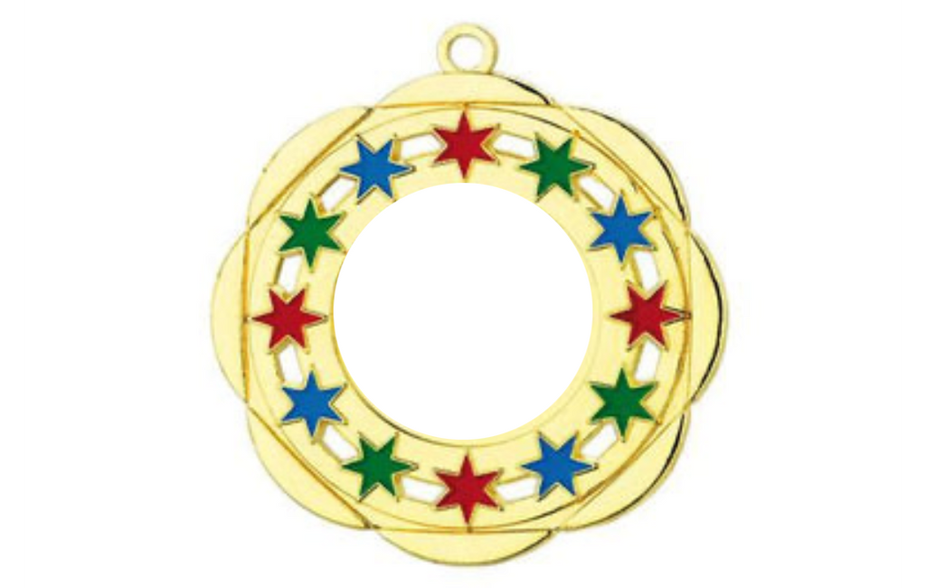 Karnevals Medaille D45A Ø 50mm - Gold / Farbig / 50 mm
