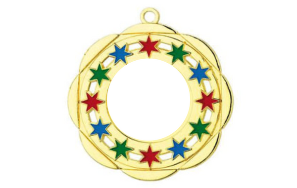 Karnevals Medaille D45A Ø 50mm - Gold / Farbig / 50 mm