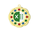 Karnevals Medaille D45A Ø 50mm - Gold / Farbig / 50 mm