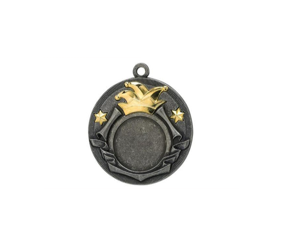 Karneval Medaille D52 Ø 50mm - Silber - Mütze gold / 50 mm