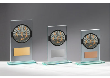 Glas Pokal Leichtathletik FG055 - Transparent Schwarz / 19 cm