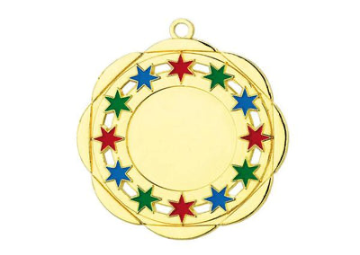 Karnevals Medaille D45A Ø 50mm - Gold / Farbig / 50 mm