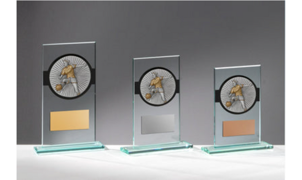 Glas Pokal Fußballspielerin - 15 cm / Transparent Schwarz