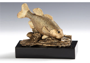 Fisch Angler Pokal - 15.7 cm / Gold Schwarz