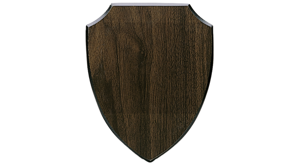 Holztafel Wappen H7 - Farbdruck - Braun / 150x185 mm