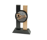 Holz Pokal Fussball FG028 - 19 cm / Schwarz Braun