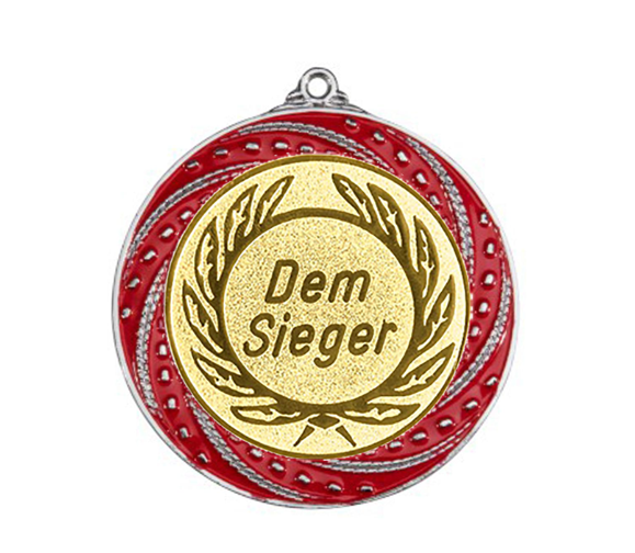Medaille 9316 Ø 70 mm - 70 mm / Silber/Rot