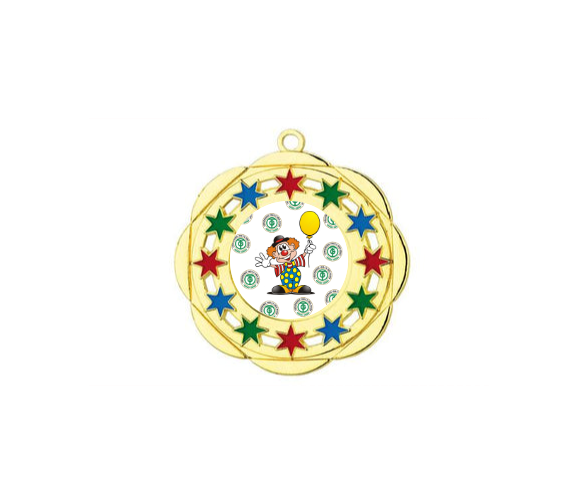 Karnevals Medaille D45A Ø 50mm - Gold / Farbig / 50 mm