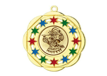 Karnevals Medaille D45A Ø 50mm - Gold / Farbig / 50 mm