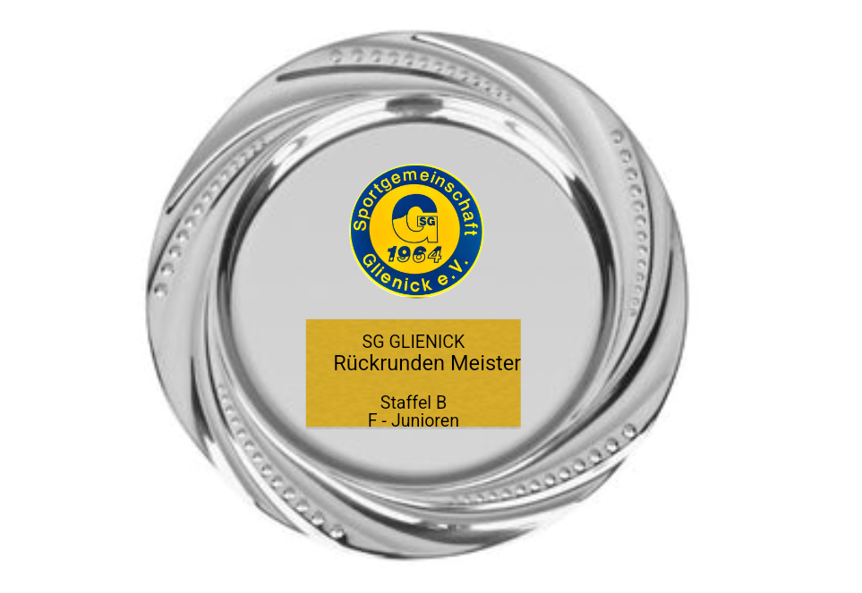 Metalldeko-Teller D124 mit Schild & Emblem - Silber / 24 cm