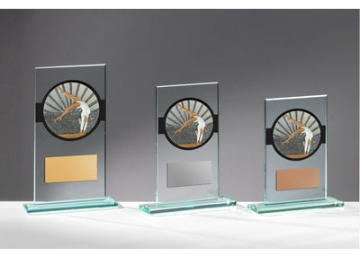 Glas Pokal Turnen Frauen FG050 - Transparent Schwarz / 15 cm