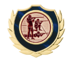 Holztafel Wappen H7 Schild & Emblem - Blau / Braun / Gold / 200x255 mm