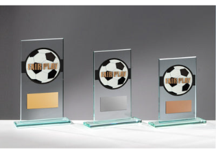 Glas Pokal Fußball Fair Play FG045 - 19 cm / Transparent Schwarz