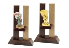 Holz Trophäe Spielkarten FX018/P018 - Auswahl Gold / 21 cm