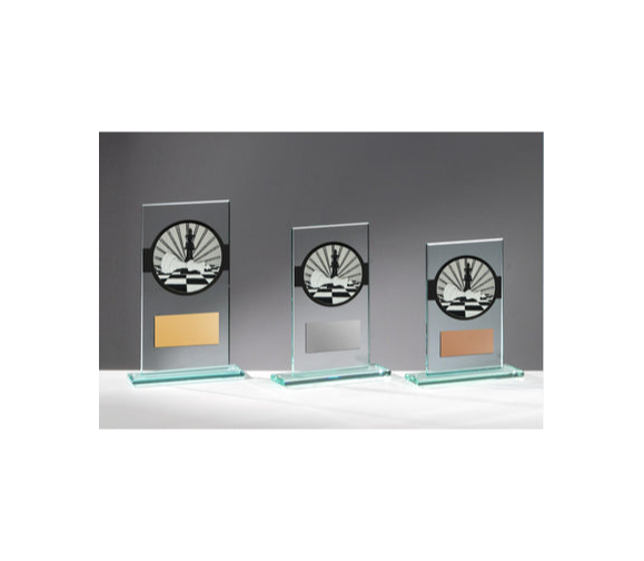 Glas Pokal Schach FG072 - Transparent Schwarz / 19 cm