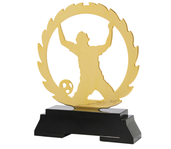 Fussball Pokal L235 - 18.5 cm / Gold Schwarz