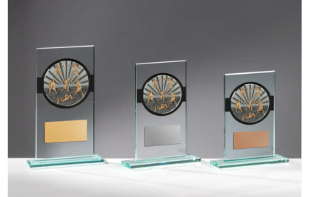 Glas Pokal Leichtathletik FG055 - Transparent Schwarz / 19 cm