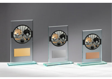 Glas Pokal Eishockey FG054 - 19 cm / Transparent Schwarz