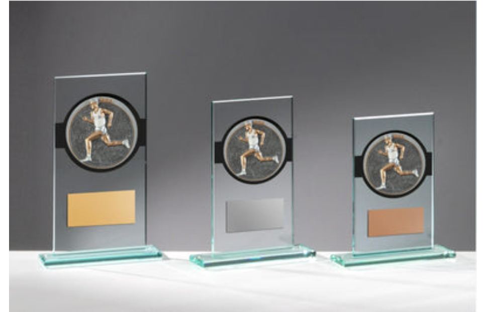 Glas Pokal Laufen Männer FG030 - Transparent Schwarz / 19 cm