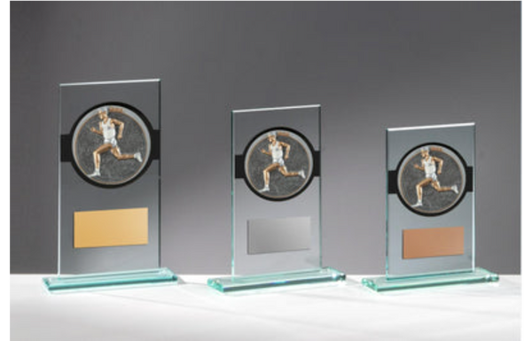 Glas Pokal Laufen Männer FG030 - Transparent Schwarz / 19 cm