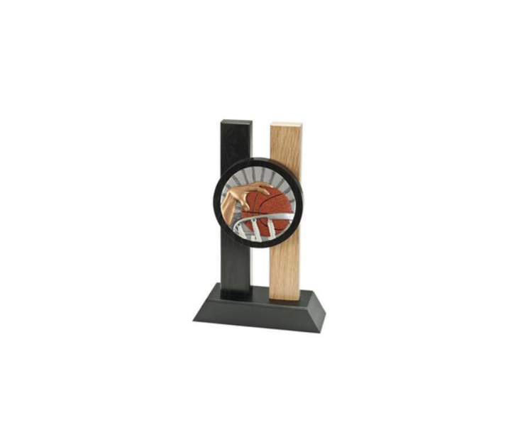 Holz Pokal Basketball - Schwarz Braun / 19 cm