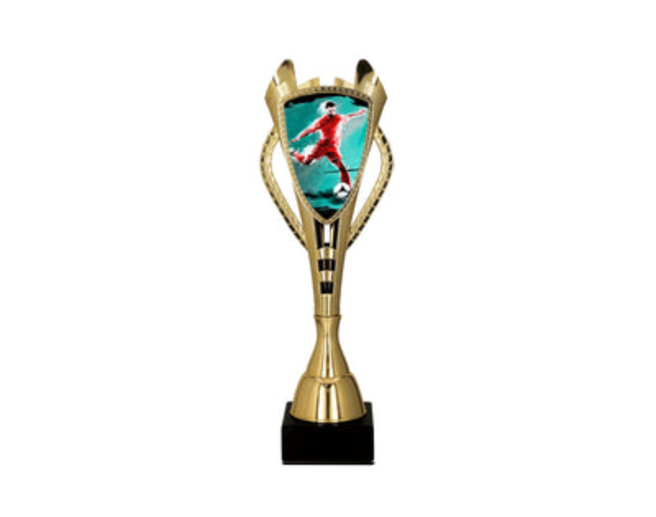 Fußball Pokal 7243/SOC1 - 30 cm / Gold Bunt