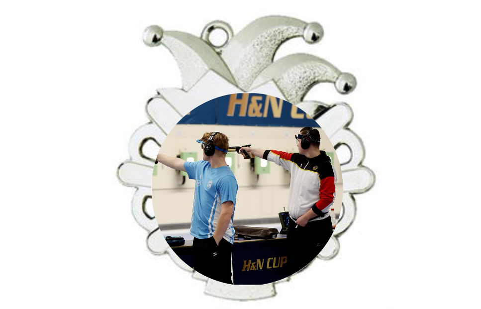 Karnevals Medaille D54-S - Silber / 50x56x2mm