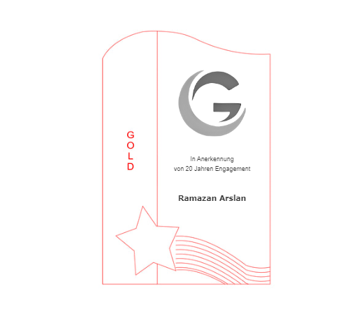 Glas Pokal 137-1 - Gold / 19 cm / Laser-Gravur