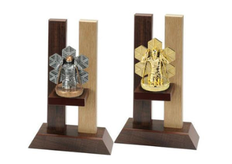 Holz Trophäe Ski Langlauf FX045/P045 - Auswahl Gold / 23 cm