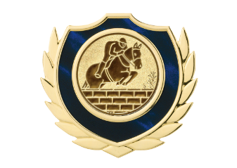 Holztafel Wappen H7 Schild & Emblem - Blau / Braun / Gold / 200x255 mm