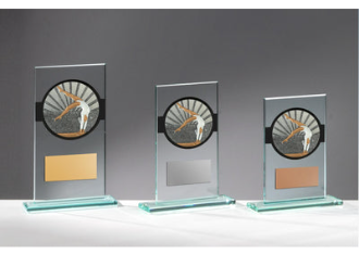 Glas Pokal Turnen Frauen FG050 - Transparent Schwarz / 15 cm