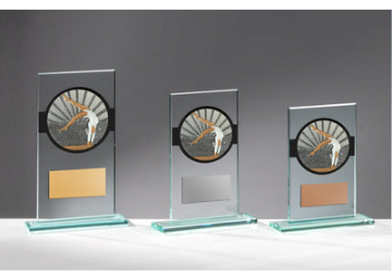 Glas Pokal Turnen Frauen FG050 - Transparent Schwarz / 15 cm