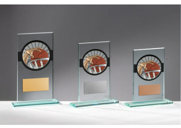 Glas Pokal Basketball FG025 - Transparent Schwarz / 19 cm