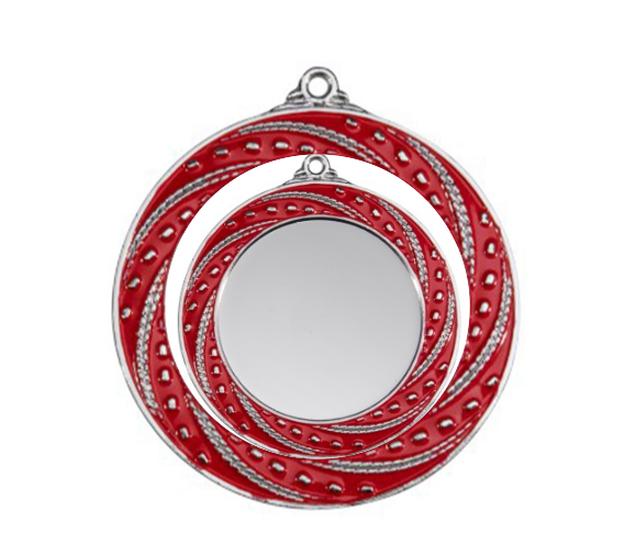 Medaille 9316 Ø 70 mm - 70 mm / Silber/Rot