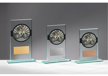 Glas Pokal Mountainbike FG062 - Transparent Schwarz / 15 cm