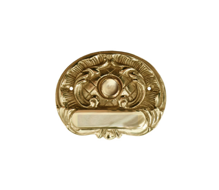 Klingelschild antik Messing poliert - Gold / 95x75mm