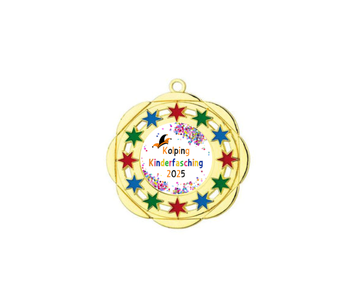 Karnevals Medaille D45A Ø 50mm - Gold / Farbig / 50 mm