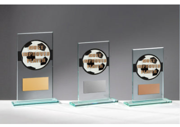 Glas Pokal Fußball FG042 - 19 cm / Transparent Schwarz