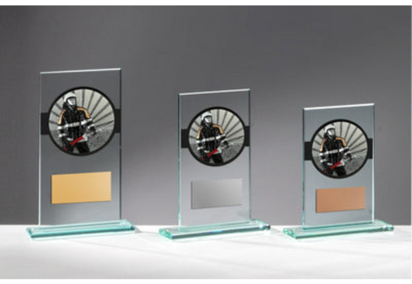 Glas Pokal Feuerwehr FG039 - 19 cm / Transparent Schwarz